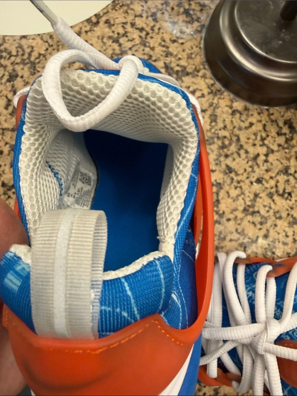 Nike Kids Blue and Orange Athletic Sneakers with White Laces